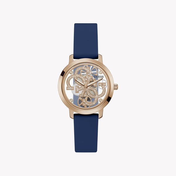 Guess Women's Rose Gold Watch, Blue Silicone Band | Gw0452l1 by i-watch