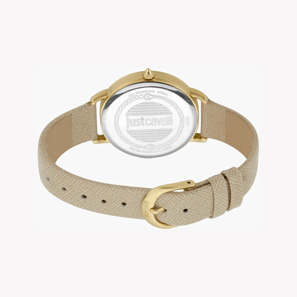 JUST CAVALLI Women's Watch with Gold Stainless Steel Case and Beige Leather Band-i-Watch-3