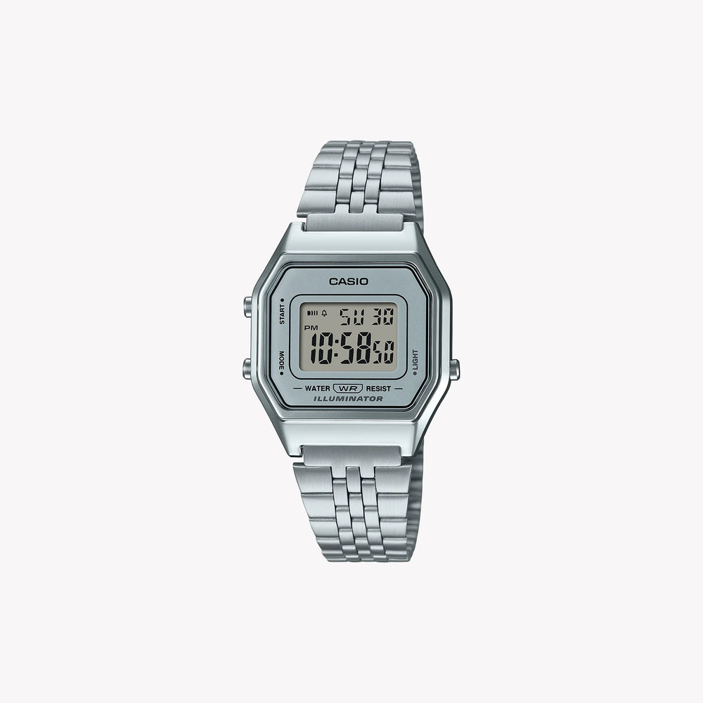 Casio Women's Silver Digital Watch, Stainless Steel Bracelet | La-680wa-7df by i-watch