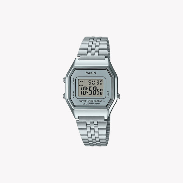 Casio Women's Silver Digital Watch, Stainless Steel Bracelet | La-680wa-7df by i-watch