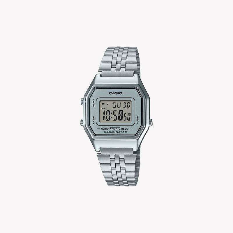 Casio Women's Silver Digital Watch, Stainless Steel Bracelet | La-680wa-7df by i-watch