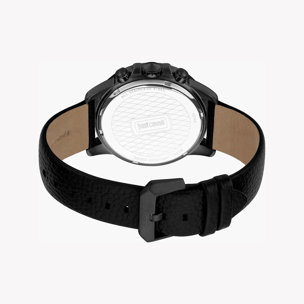 JUST CAVALLI JC1G140L0035 - ELEGANT BLACK LEATHER MEN'S TIMEPIECE WITH STAINLESS STEEL CASE-i-Watch-3