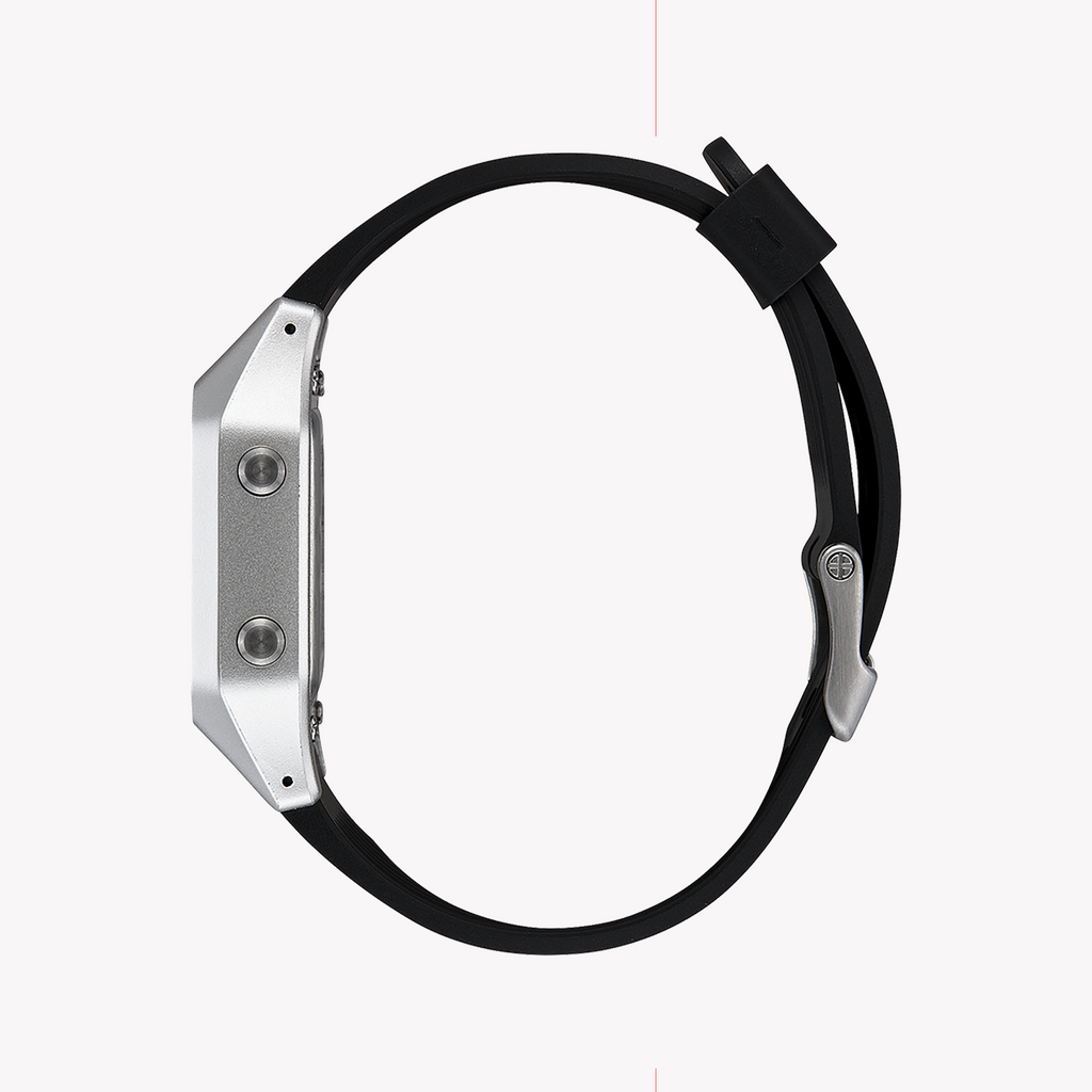 NIXON A1309-625 BOLD INNOVATION - MEN'S DIGITAL WATCH with Sleek Black Rubber Case & Silver Silicone Band-i-Watch-2