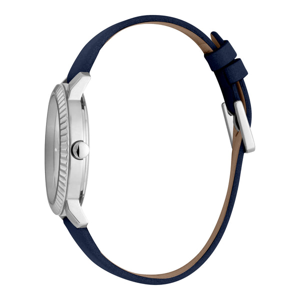 Esprit Women's Watch With Silver Stainless Steel Case And Dark Blue Leather Band by i-watch