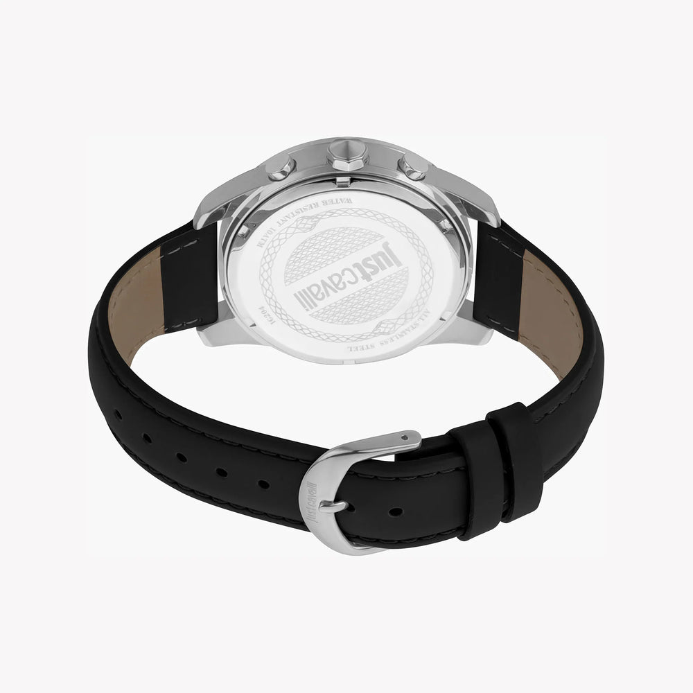 Just Cavalli Men's Silver Watch, Black Leather Band | Jc1g204l0015 by i-watch