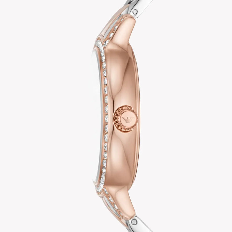 Emporio Armani Women's Rose Gold Watch, Silver Band | Ar11499 by i-watch