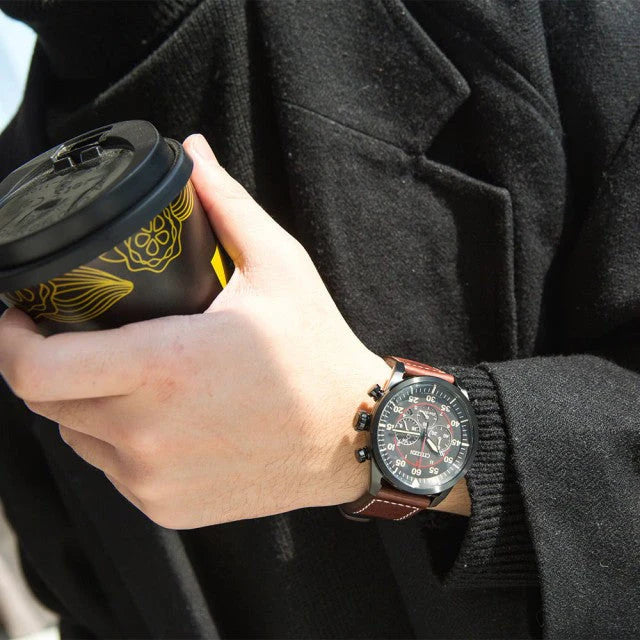 Citizen Men's Black Stainless Steel, Brown Leather | Ca4218-14e by i-watch