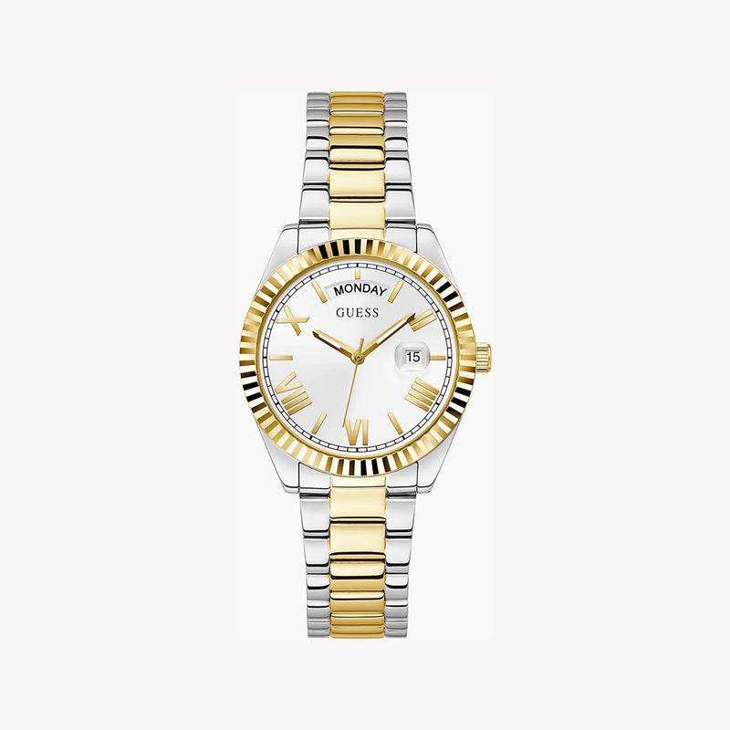 Guess Women's Gold/Silver Watch, White Dial | Gw0308l6 by i-watch