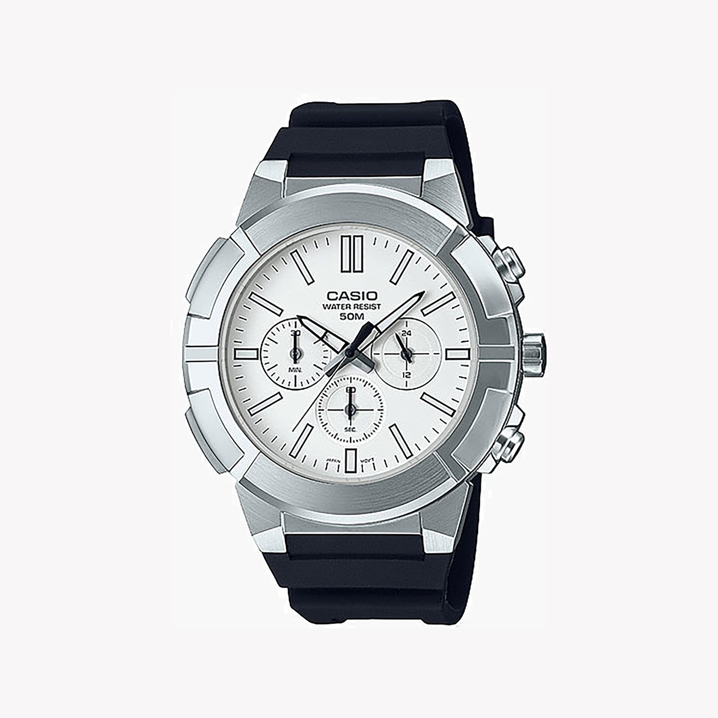 CASIO MTP-E500-7AVDF ADVENTURE ELITE - MEN'S ELEGANT SPORT WATCH with Stainless Steel Case and White Dial