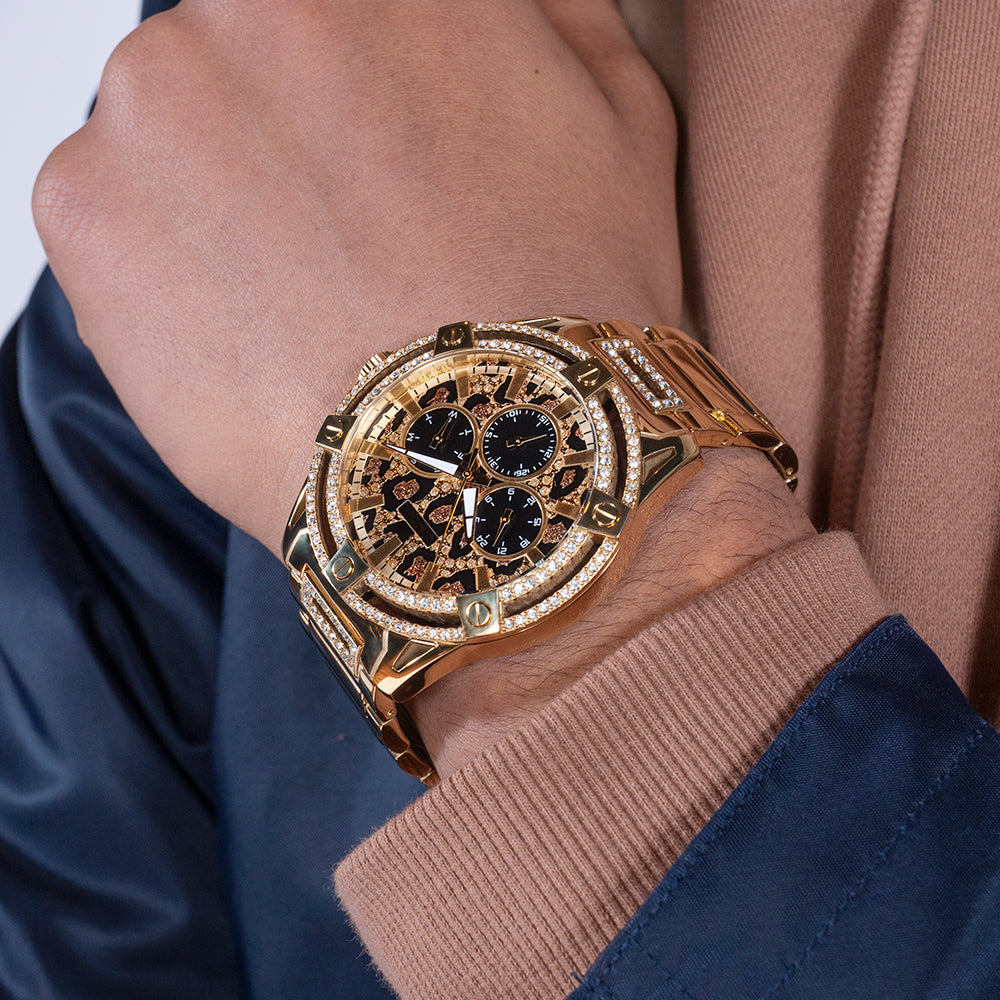 GUESS GW0497G4 BOLD GLAM - WILDLY STYLISH GOLD WOMEN'S WATCH with Animal Print Dial-i-Watch-4