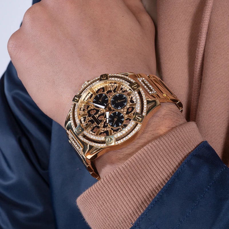 Guess Women's Gold Stainless Steel Watch, Animal Print Dial | Gw0497g4 by i-watch