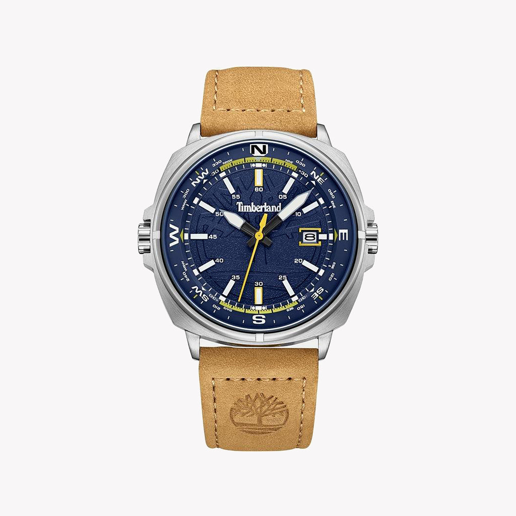 TIMBERLAND TDWGB2230803 - RUGGED ADVENTURER MEN'S WATCH WITH BLUE DIAL & BROWN LEATHER BAND