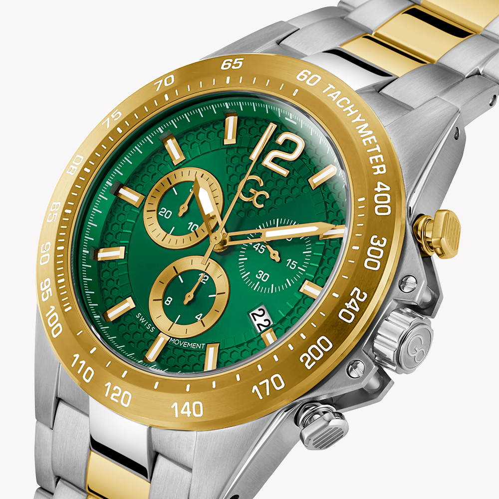 GUESS COLLECTION Z07008G9MF - ELEGANT FEMININITY TIMEPIECE WITH BOLD GREEN DIAL & GOLD/SILVER FINISH-i-Watch-4