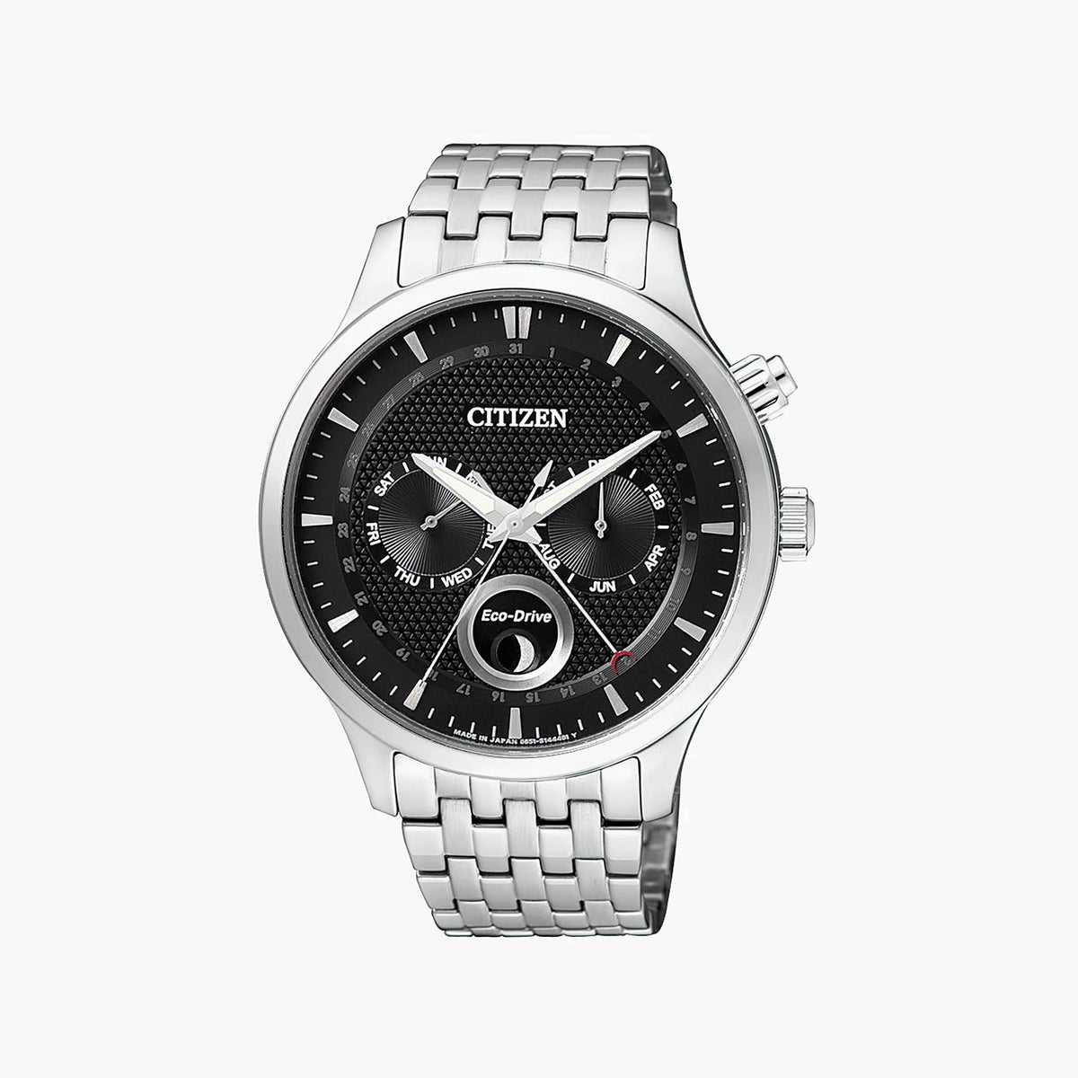 CITIZEN AP1050-56E ELEGANCE - MODERN MEN'S ECO-DRIVE WATCH with Silver Stainless Steel and Black Dial