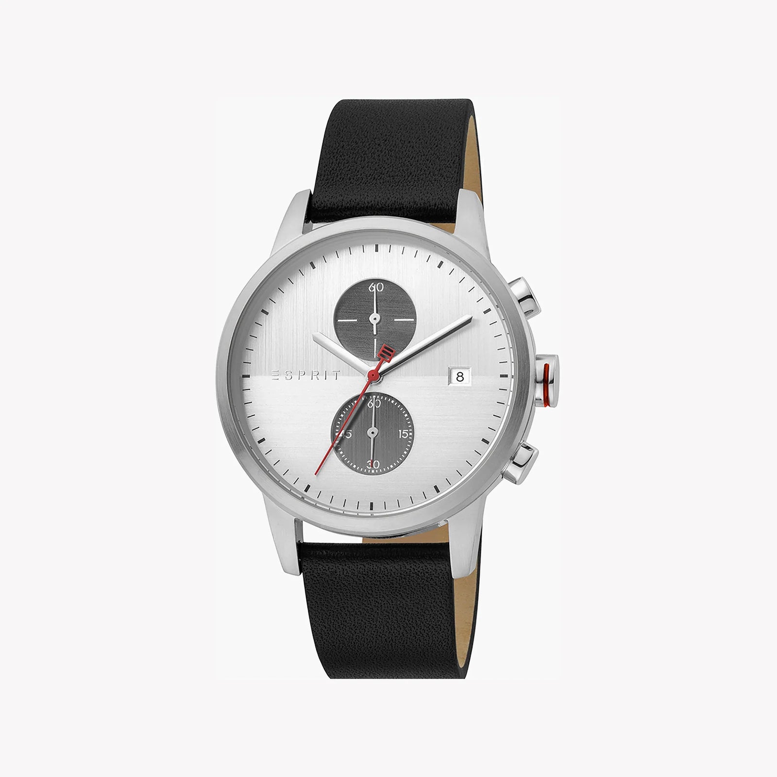 Esprit Men's Black Leather Watch, Silver Dial | Es1g034m0045 by i-watch