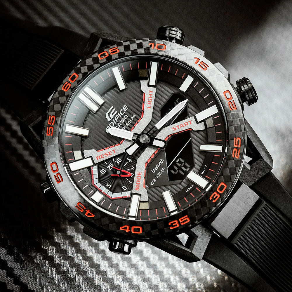 Casio Men's Black Carbon & Stainless Steel Watch | Ecb-2000pb-1a by i-watch