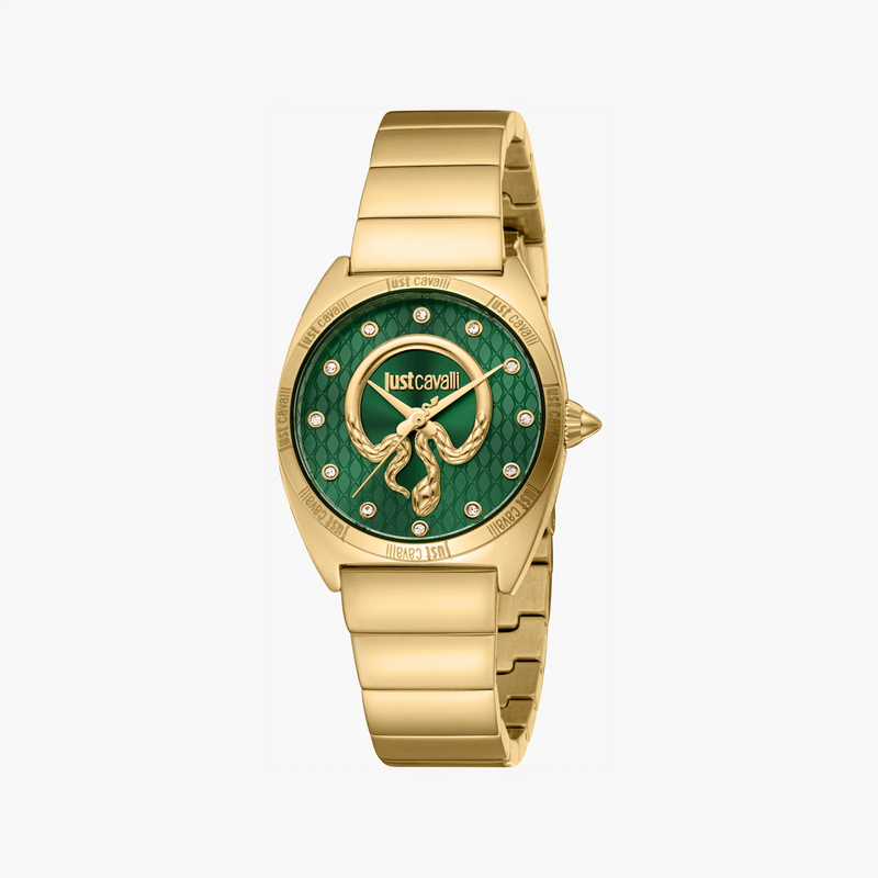 Just Cavalli Women's Gold Stainless Steel, Dark Green Dial | Jc1l329m0065 by i-watch