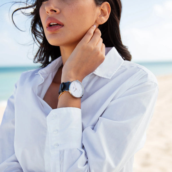 Timex Unisex Gray Leather Watch, White Dial | Tw2p91300