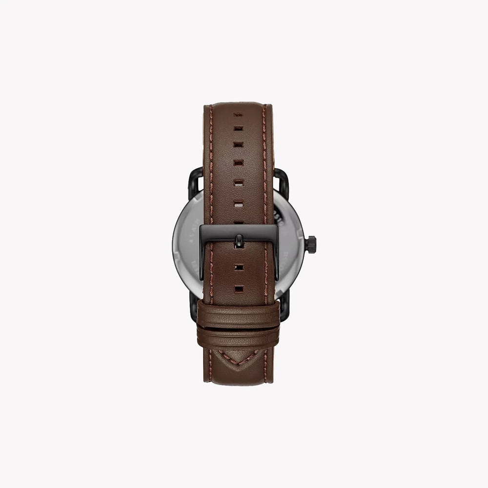 Fossil Men's Black Stainless Steel Watch, Brown Leather Strap | Fs5666 by i-watch