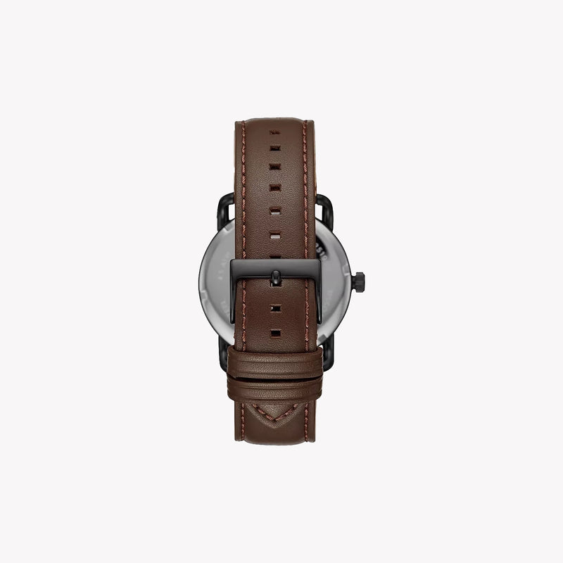 Fossil Men's Black Stainless Steel Watch, Brown Leather Strap | Fs5666 by i-watch