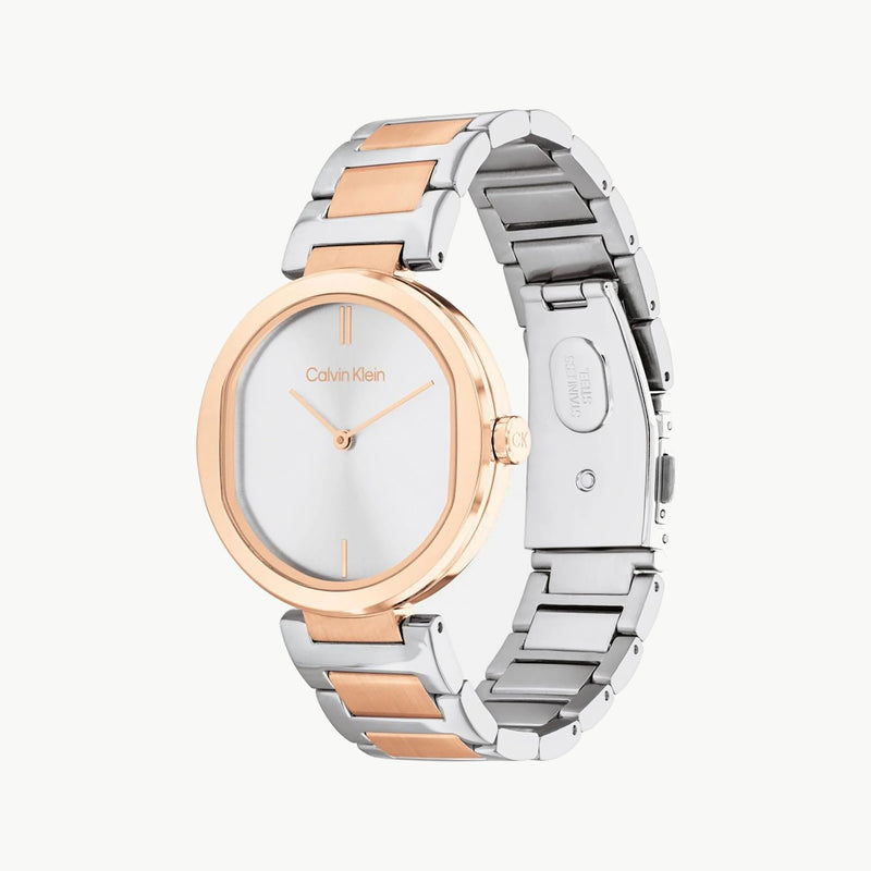 Ck Calvin Klein Women's Rose Gold Watch, Silver Dial | 25200251 by i-watch
