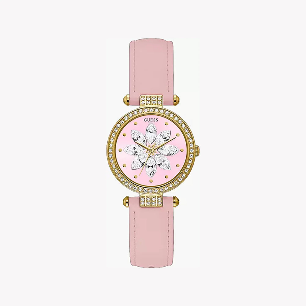 Guess Women's Pink Leather Watch, Gold Case | Gw0382l1 by i-watch
