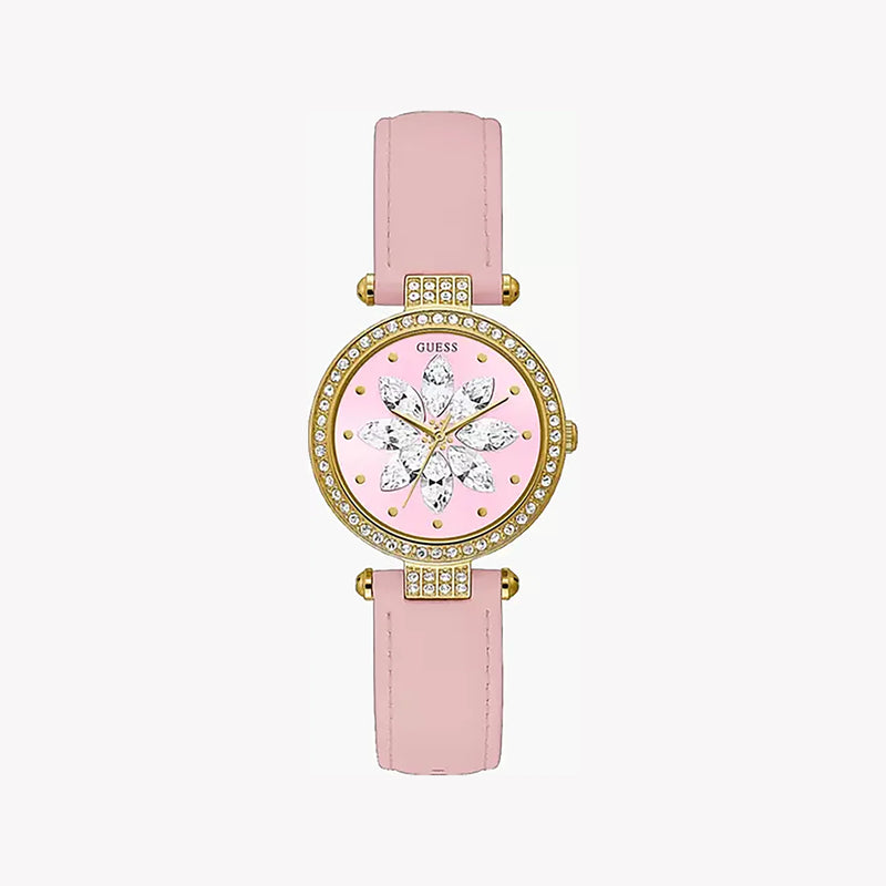 Guess Women's Pink Leather Watch, Gold Case | Gw0382l1 by i-watch
