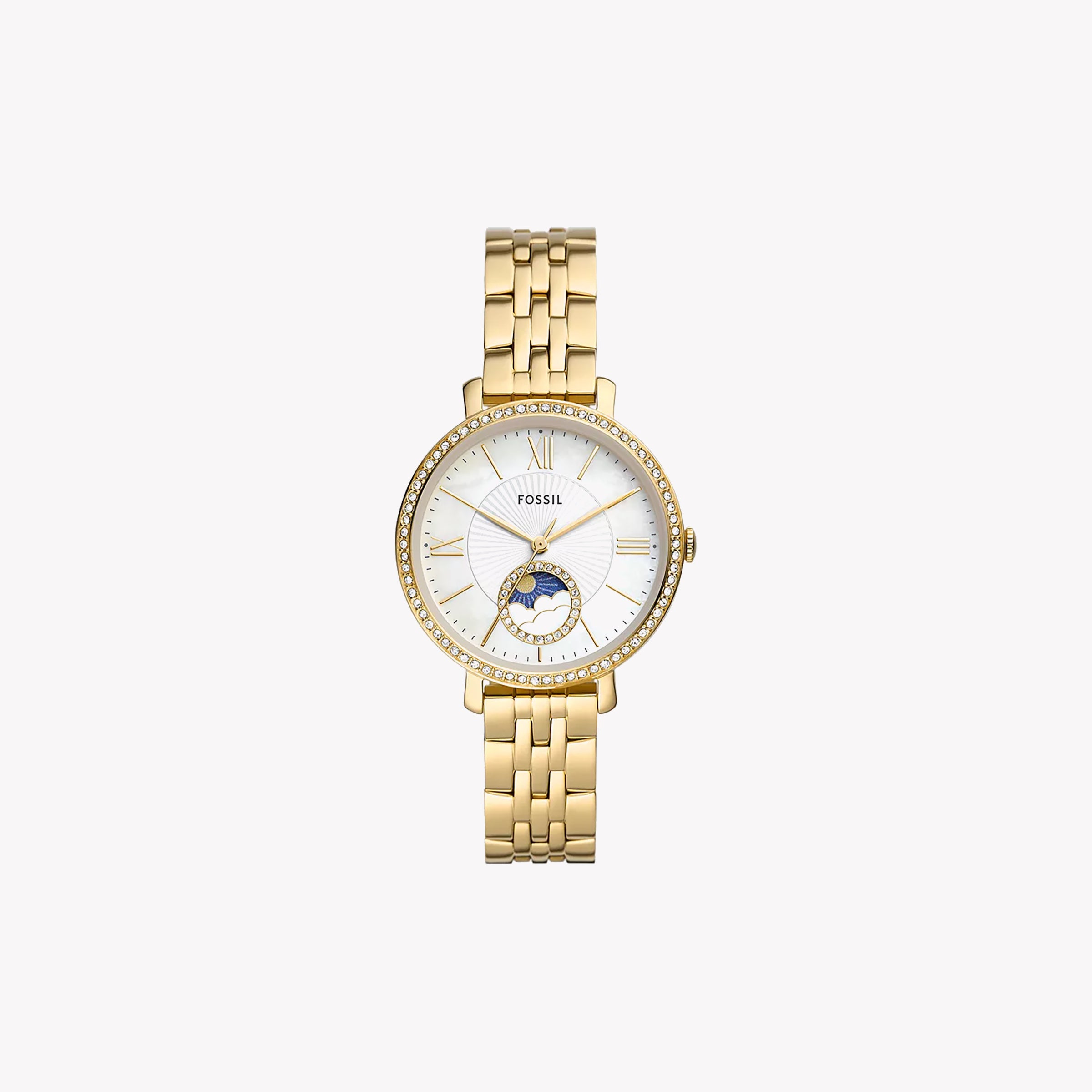 FOSSIL ES5167 ELEGANT TIMEPIECE - MODERN WHITE MOTHER-OF-PEARL DIAL & GOLD STAINLESS STEEL