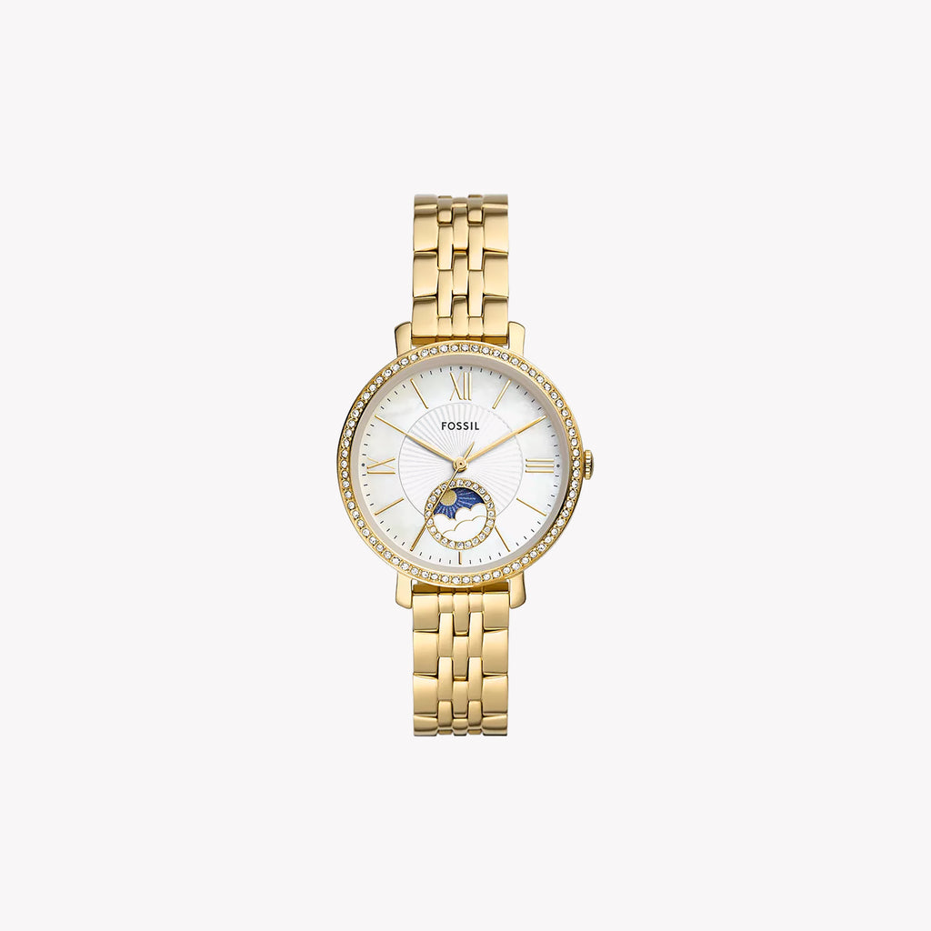 FOSSIL ES5167 ELEGANT TIMEPIECE - MODERN WHITE MOTHER-OF-PEARL DIAL & GOLD STAINLESS STEEL