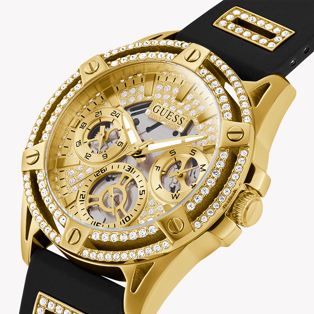 GUESS GW0536L3 GOLD RADIANCE - VIBRANT WOMEN'S WATCH WITH CHAMPAGNE DIAL & BLACK SILICONE BAND-i-Watch-5