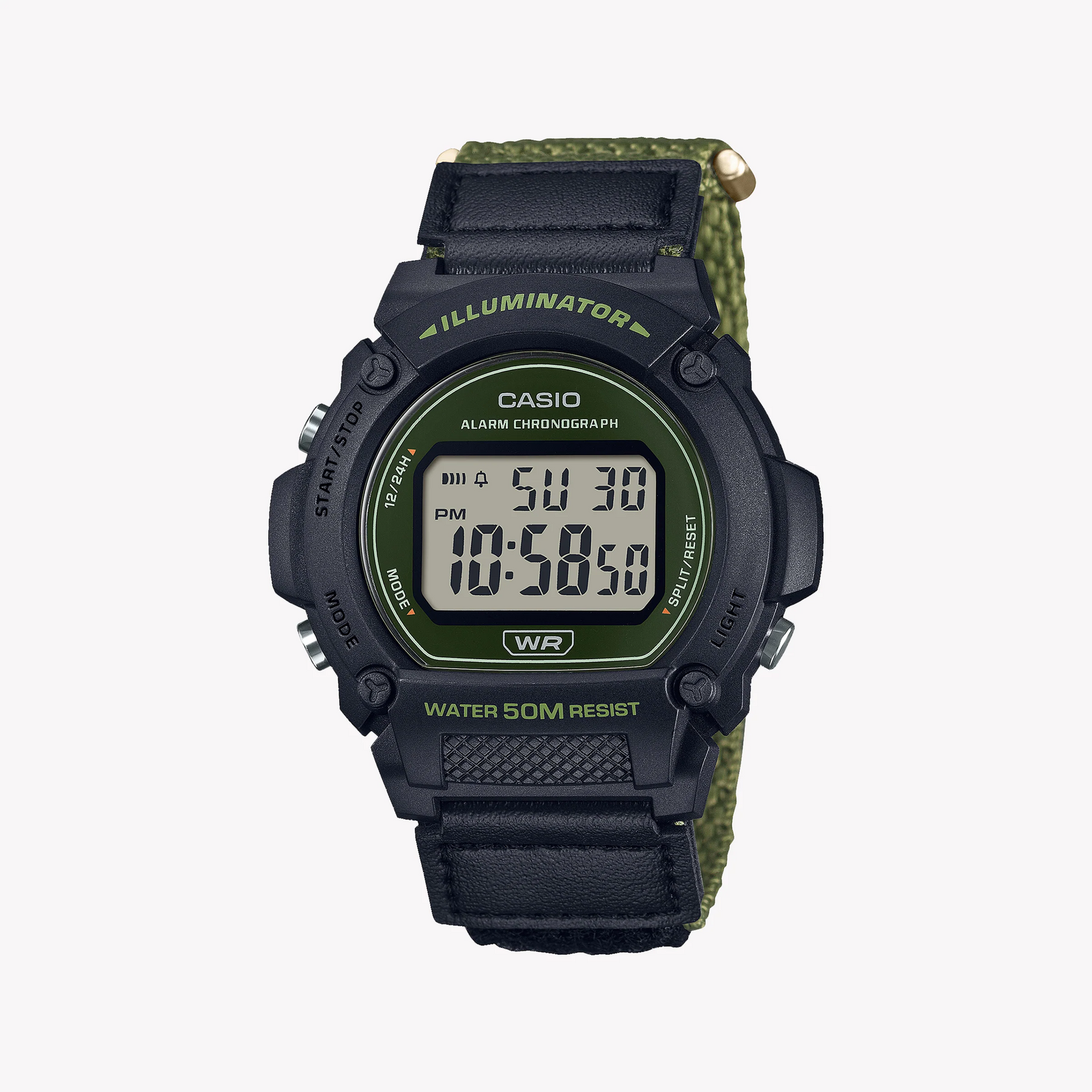 Casio Unisex Black & Green Resin Watch, Sporty Style | W-219hb-3avdf by i-watch