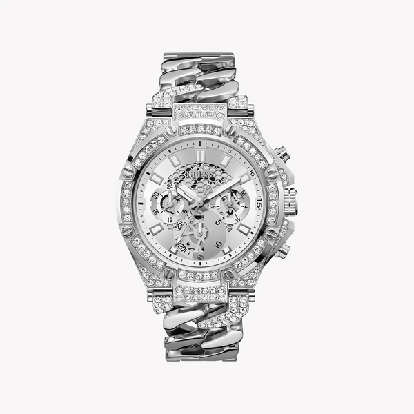 Guess Unisex Silver Stainless Steel Watch, Clear Dial | Gw0497g1 by i-watch