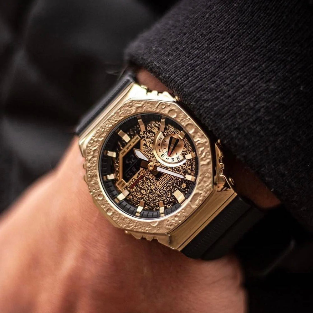 Casio G-Shock Gm-2100mg-1adr Oak - Golden Edge Men's Watch With Black Resin Band & Dual Led Light by i-watch