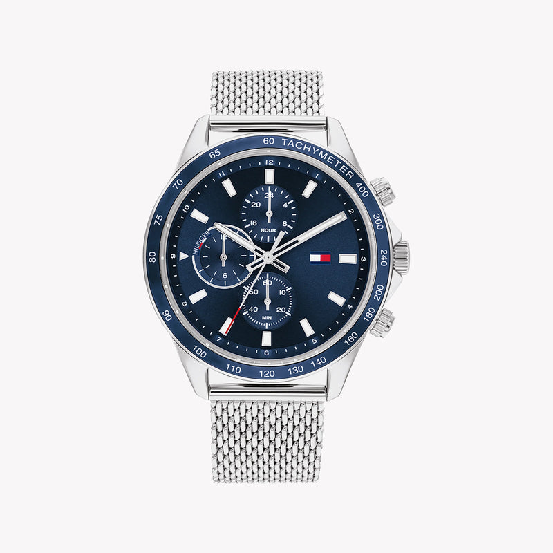 Tommy Hilfiger Men's Blue Stainless Steel Watch, Silver Band | 1683485 by i-watch