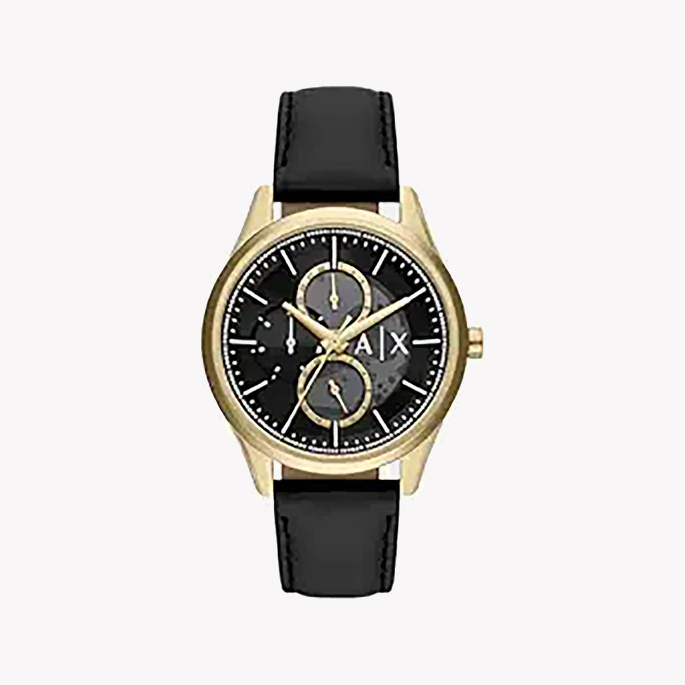 Armani Exchange Men's Gold Watch, Black Leather Band | Ax1876 by i-watch