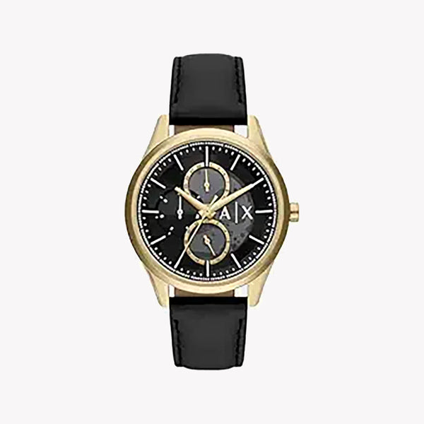 Armani Exchange Men's Gold Watch, Black Leather Band | Ax1876 by i-watch