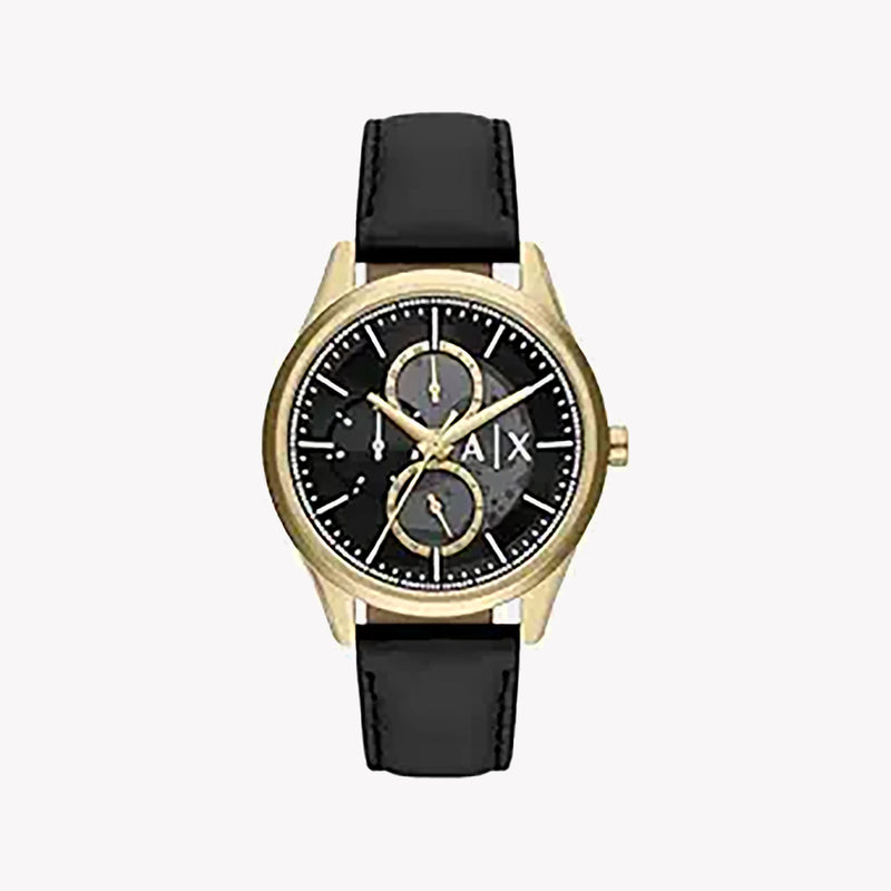 Armani Exchange Men's Gold Watch, Black Leather Band | Ax1876 by i-watch