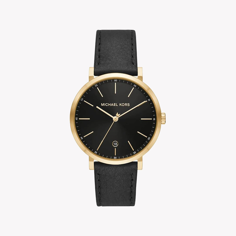 Michael Kors Men's Gold Stainless Steel, Black Leather | Mk8737 by i-watch