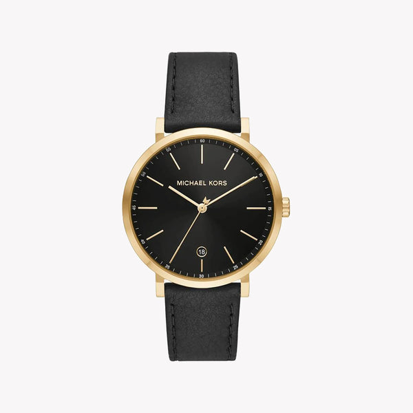 Michael Kors Men's Gold Stainless Steel, Black Leather | Mk8737 by i-watch