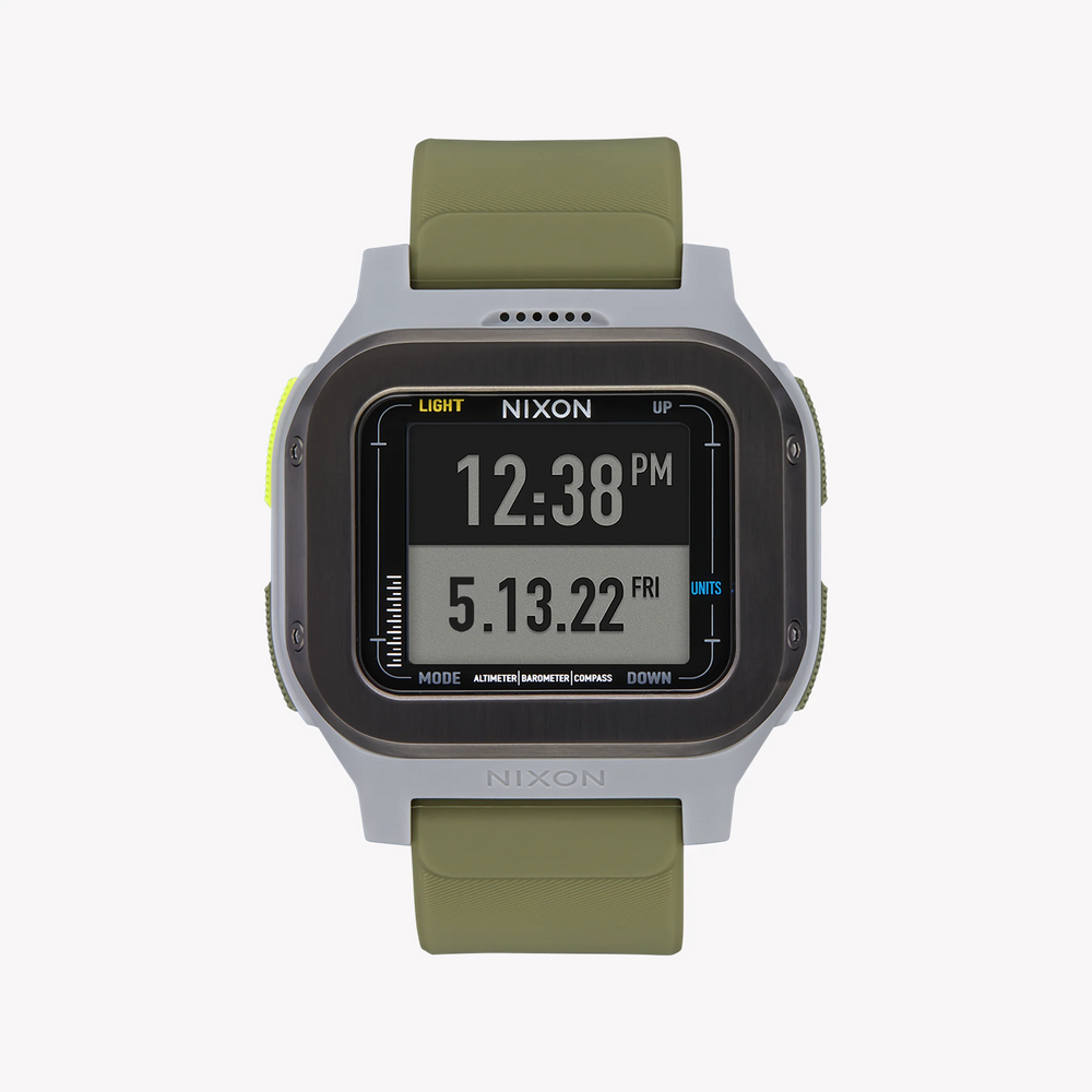 Nixon Men's Green Plastic Watch, Silver Silicone Band | A1324-2072 by i-watch