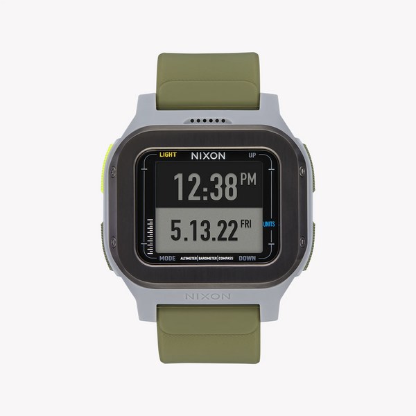 Nixon Men's Green Plastic Watch, Silver Silicone Band | A1324-2072 by i-watch
