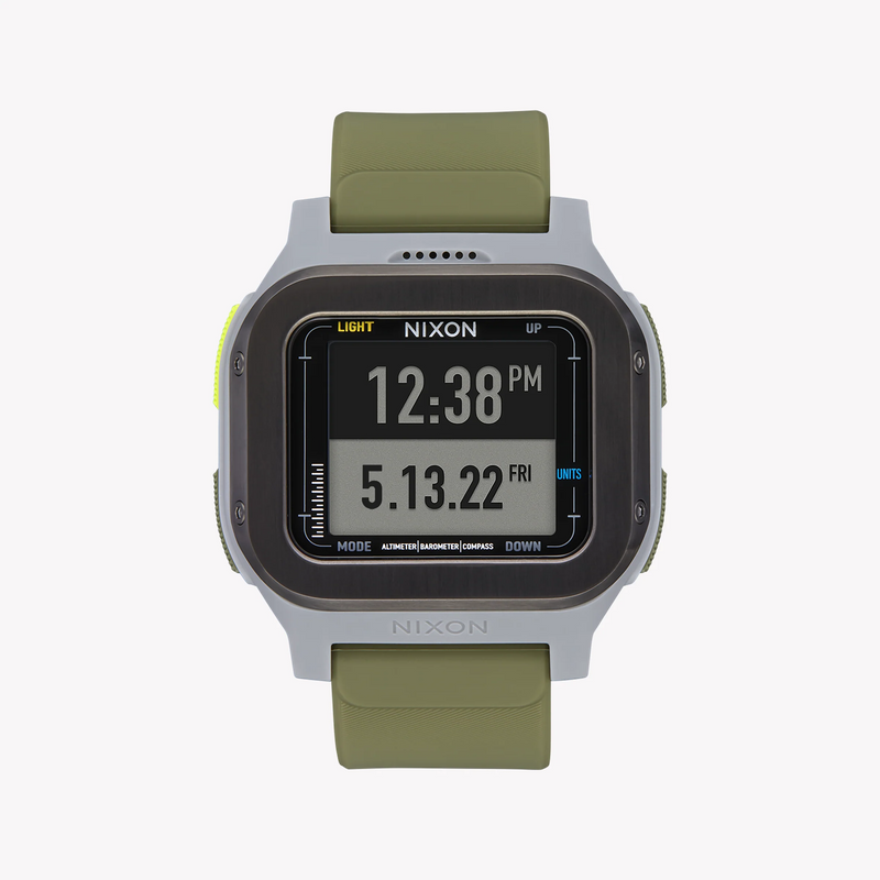 Nixon Men's Green Plastic Watch, Silver Silicone Band | A1324-2072 by i-watch