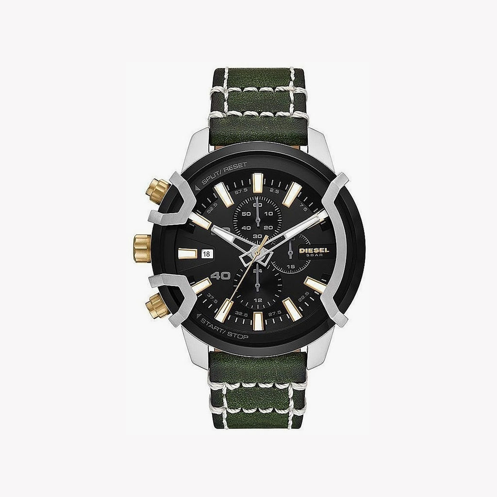DIESEL DZ4585 BOLD ADVENTURE - MEN'S CHRONOGRAPH WATCH WITH BLACK DIAL & GREEN LEATHER BAND