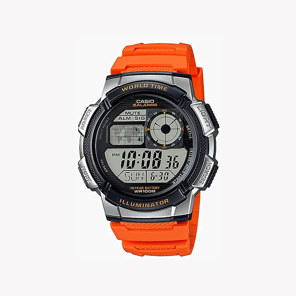 Ae-1000w-4bvdf Men's Resin Watch, Black/Orange | Ae-1000w-4bvdf by i-watch