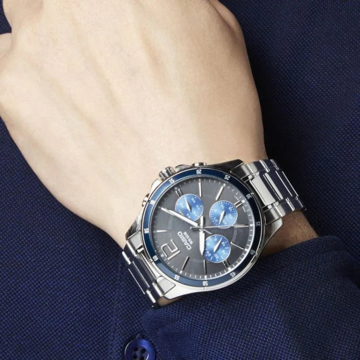 Timeless Elegance Men's Stainless Steel Watch, Silver Dial | Mtp-1374d-2avdf by i-watch