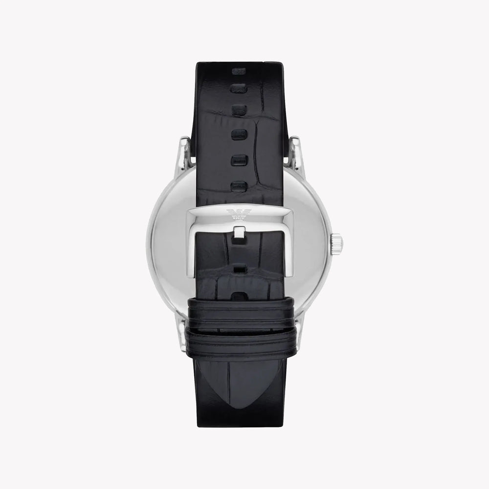 Emporio Armani Men's Silver Watch, Black Leather Band | Ar2500 by i-watch