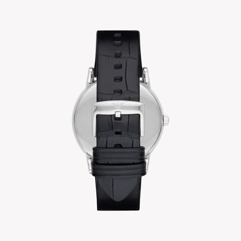 Emporio Armani Men's Silver Watch, Black Leather Band | Ar2500 by i-watch