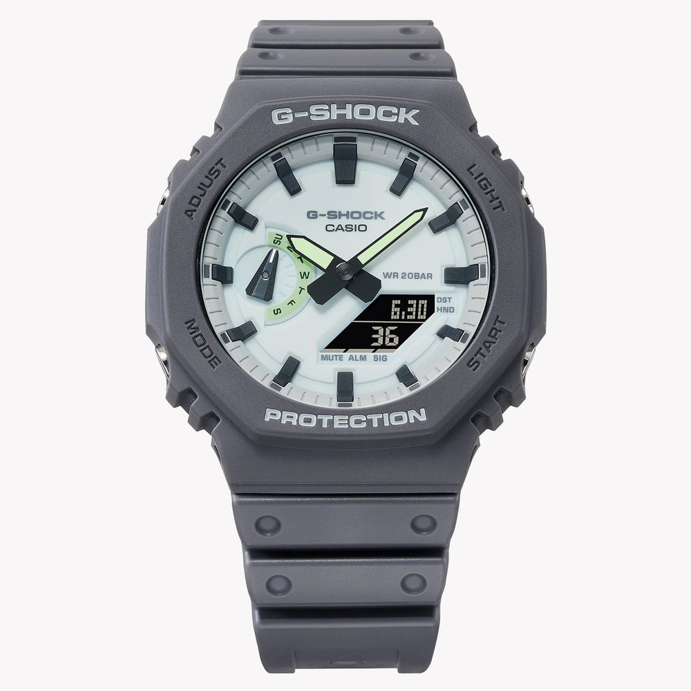 Casio Men's Grey Carbon & Resin Watch, White Dial | Ga-2100hd-8aer by i-watch
