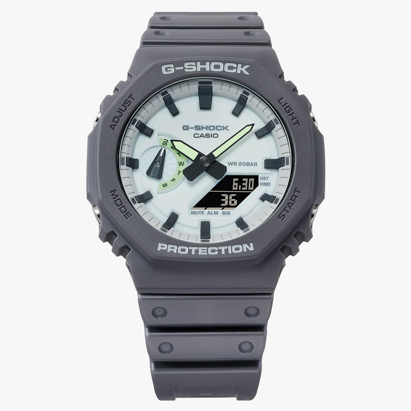 Casio Men's Grey Carbon & Resin Watch, White Dial | Ga-2100hd-8aer by i-watch