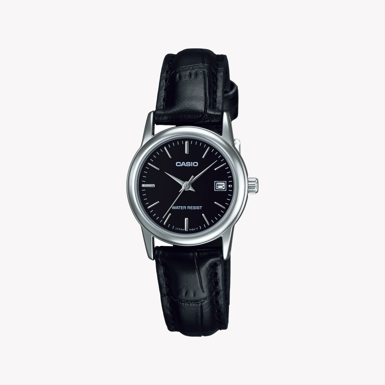 Casio Women's Silver & Black Leather Watch, Black Dial | Ltp-V002l-1audf by i-watch